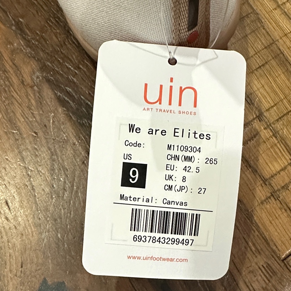 UIN White Slip-On Sneakers with Emoji Faces and Tan Trim - Picture 9 of 9